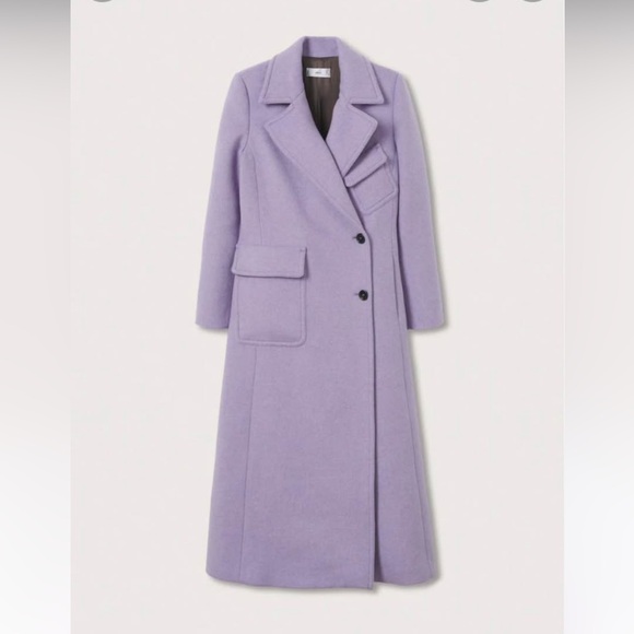 Mango Lavender Lapel-Collar Longline Coat - Picture 2 of 2